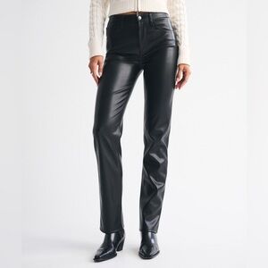 Abercrombie High Waist Vegan Leather Straight Leg Pants Size 10